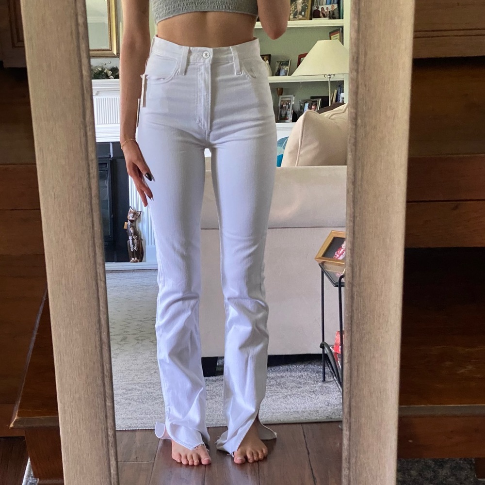 favorite daughter valentina split hem white jeans